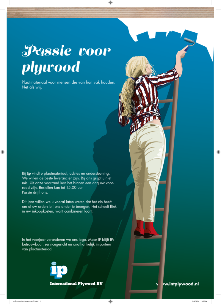 Illustratie: Schilder getekend in illustrator. Hier toegepast in advertentie.