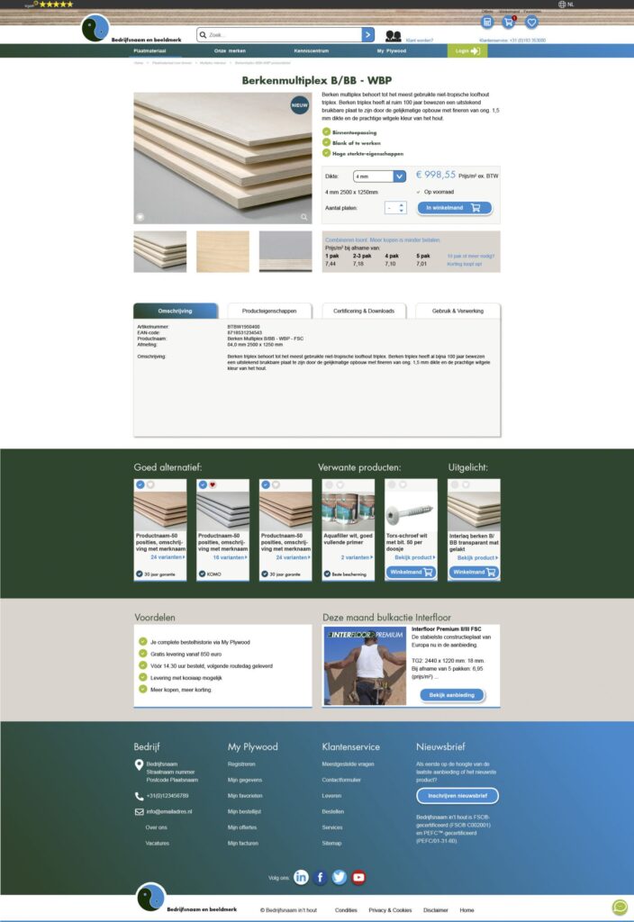 ontwerp product detail page webshop