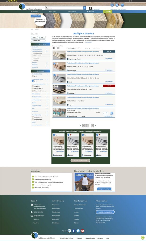 ontwerp product list page webshop